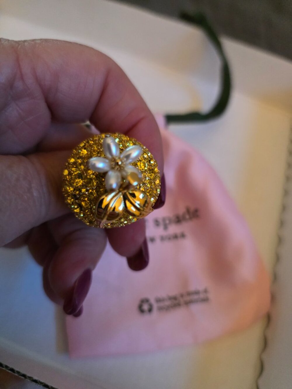 KATE SPADE LEMON 🍋 BLOSSOM STATEMENT RING - Picture 2 of 8